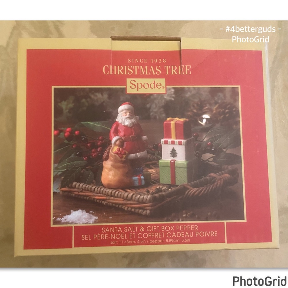 New Spode Christmas Tree Santa Claus Salt & Gift Boxes Presents Pepper Shakers - Picture 8 of 15